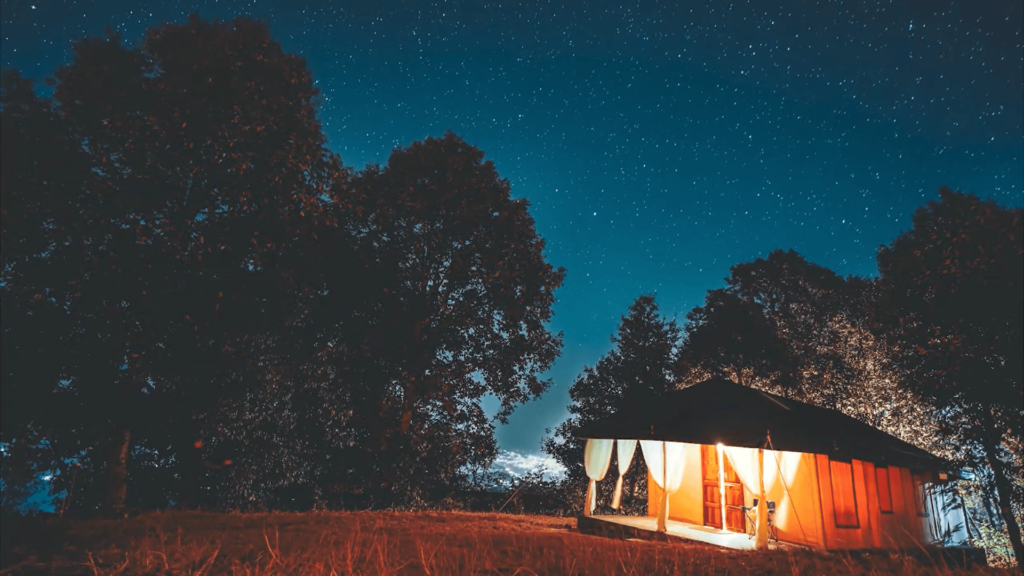 Stars over the tents of Nayalap at night in Shitlakhet